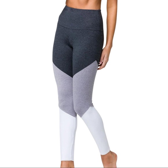 Onzie High Rise Track Leggings Slate Combo Grey Ombré Colorblock Tights S/M NWT - Picture 4 of 16